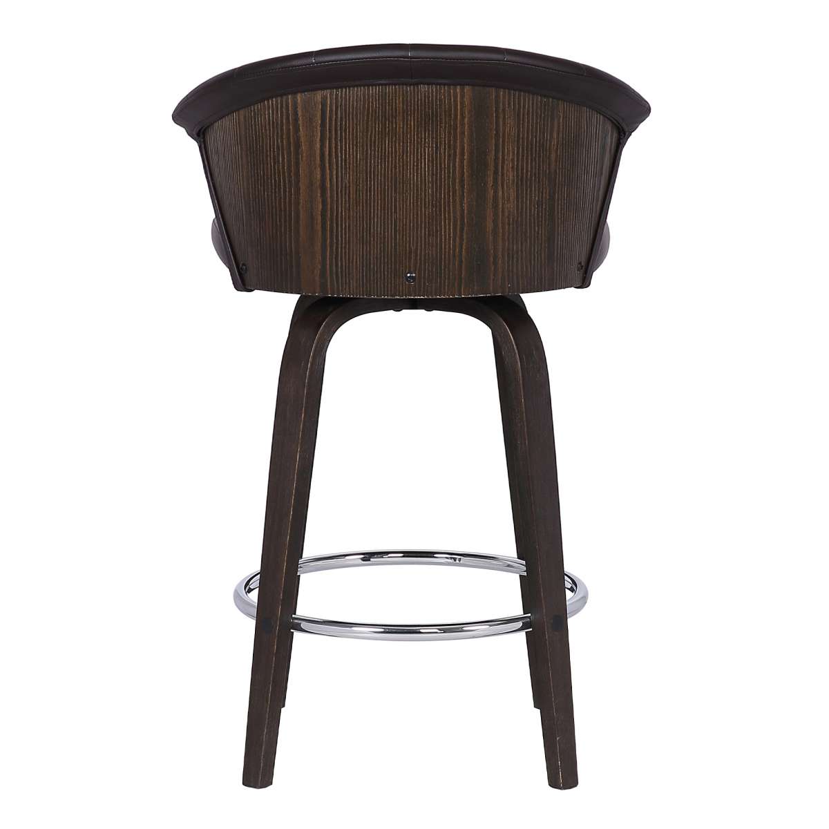 Ashley Wood Back 26" Swivel Brown Faux Leather Bar Stool By Armen Living | Bar Stools | Modishstore - 4