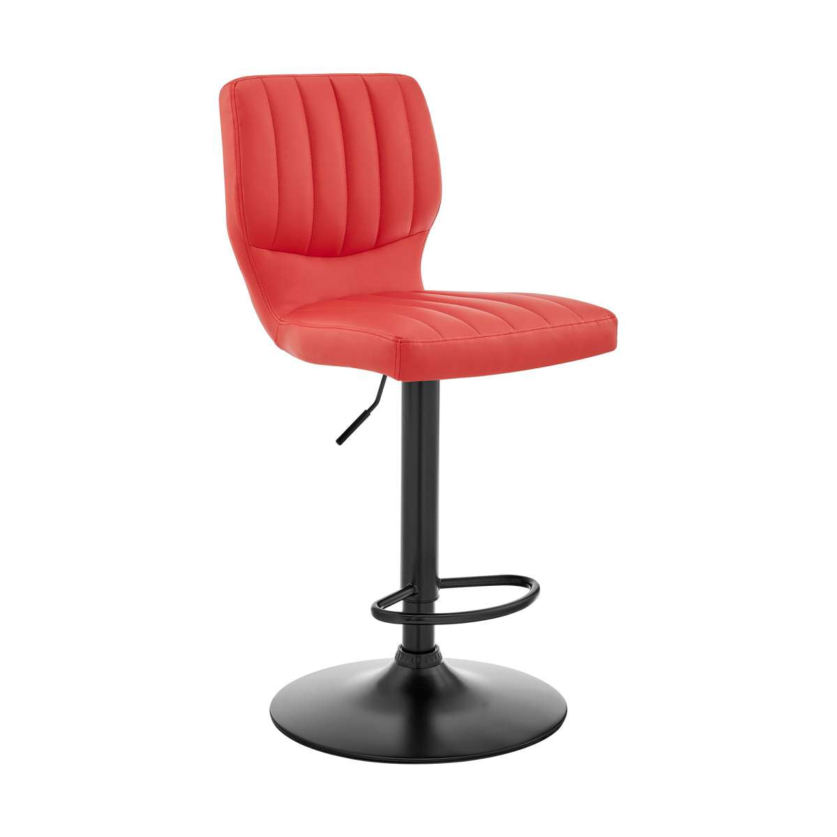 Bardot Adjustable Height Red Faux Leather Swivel Bar Stool By Armen Living | Bar Stools | Modishstore - 2