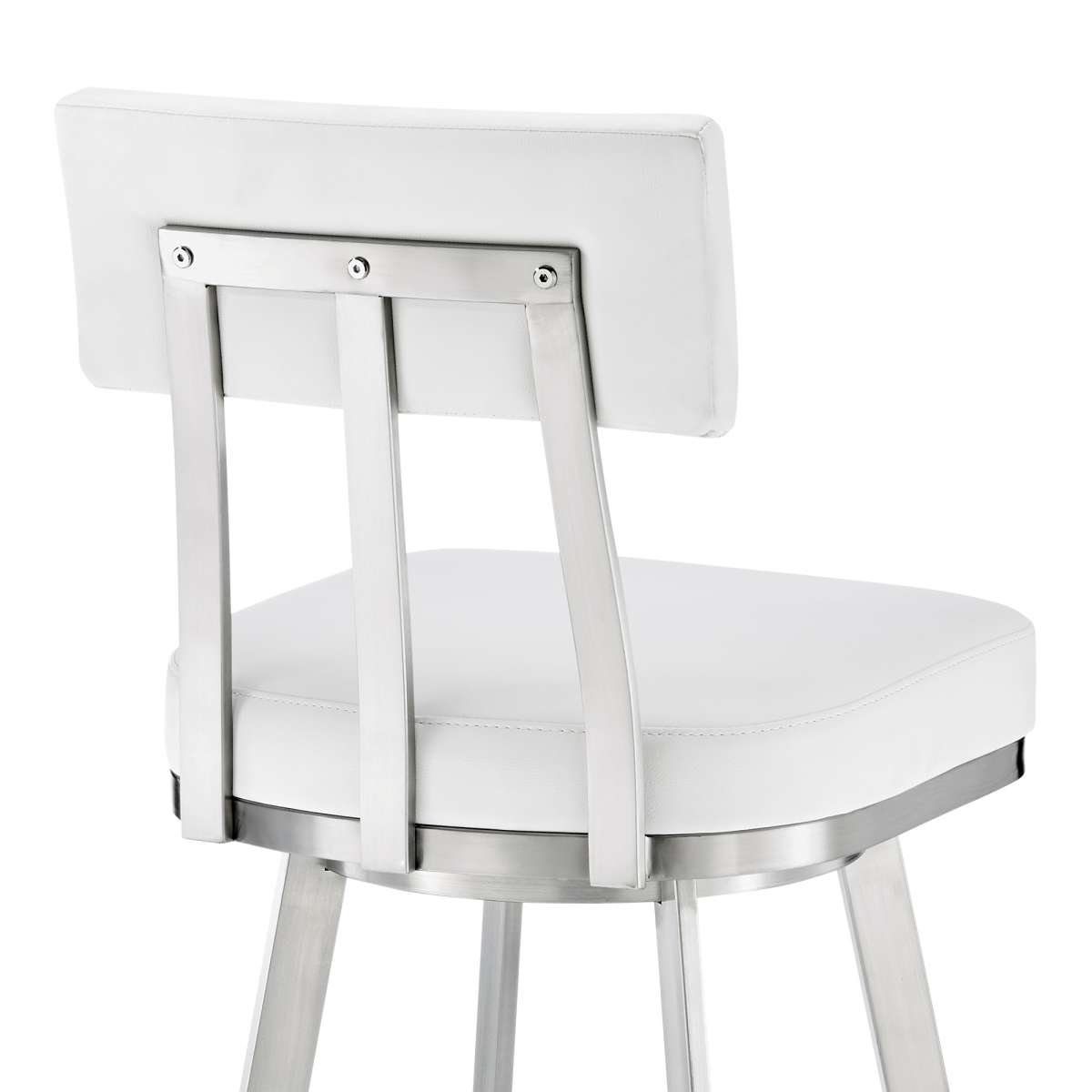 Benjamin 30" Swivel Bar Stool in Brushed Stainless Steel with White Faux Leather By Armen Living | Bar Stools | Modishstore - 7