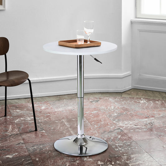 Bentley Adjustable Pub Table in White and Chrome Metal finish By Armen Living | Bar Tables | Modishstore