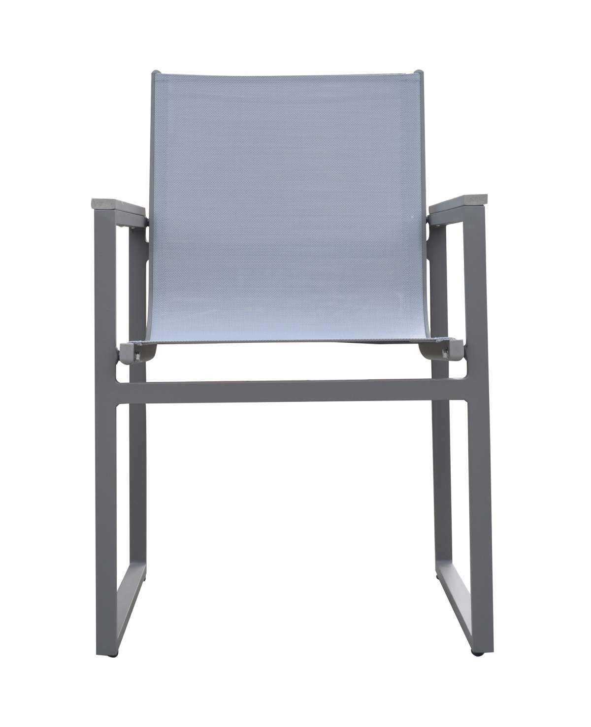 Bistro Outdoor Patio Dining Chair in Grey Powder Coated Finish with Grey Sling Textilene and Grey Wood Accent Arms  - Set of 2 By Armen Living | Outdoor Chairs |  Modishstore  - 7