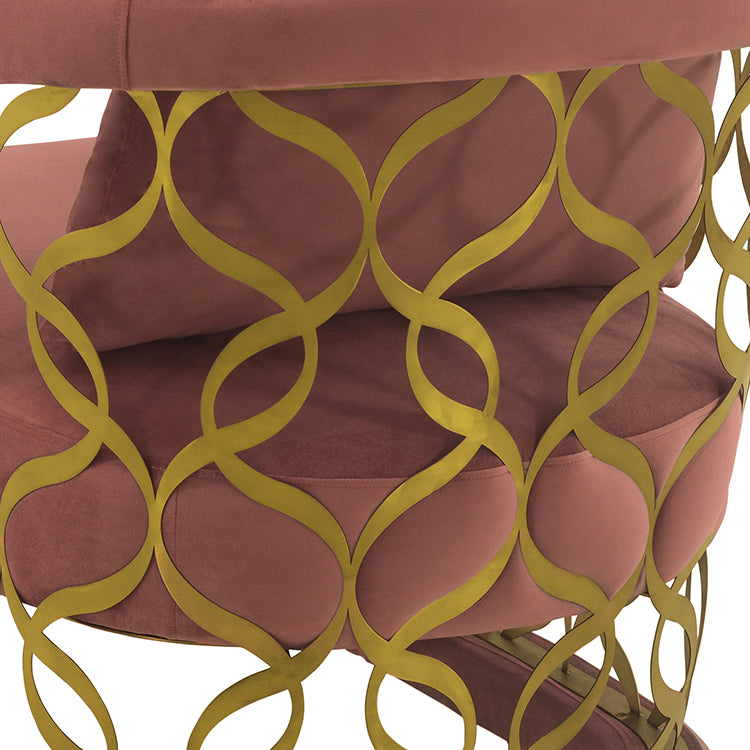 Corelli Blush Fabric Upholstered Accent Chair with Brushed Gold Legs By Armen Living | Accent Chairs | Modishstore - 5