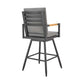 Crown Outdoor Patio Swivel Counter Stool in Aluminum with Tan Rope and Dark Gray Cushions By Armen Living | Bar Stools | Modishstore - 3