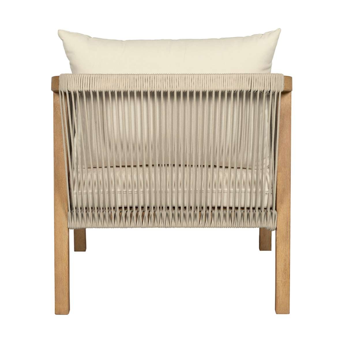 Cypress Outdoor Patio Chair in Blonde Eucalyptus Wood and Light Gray Rope with Ivory Olefin Cushions By Armen Living | Outdoor Chairs | Modishstore - 5