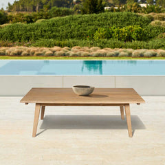 Cypress Outdoor Patio Coffee Table in Blonde Eucalyptus Wood By Armen Living
