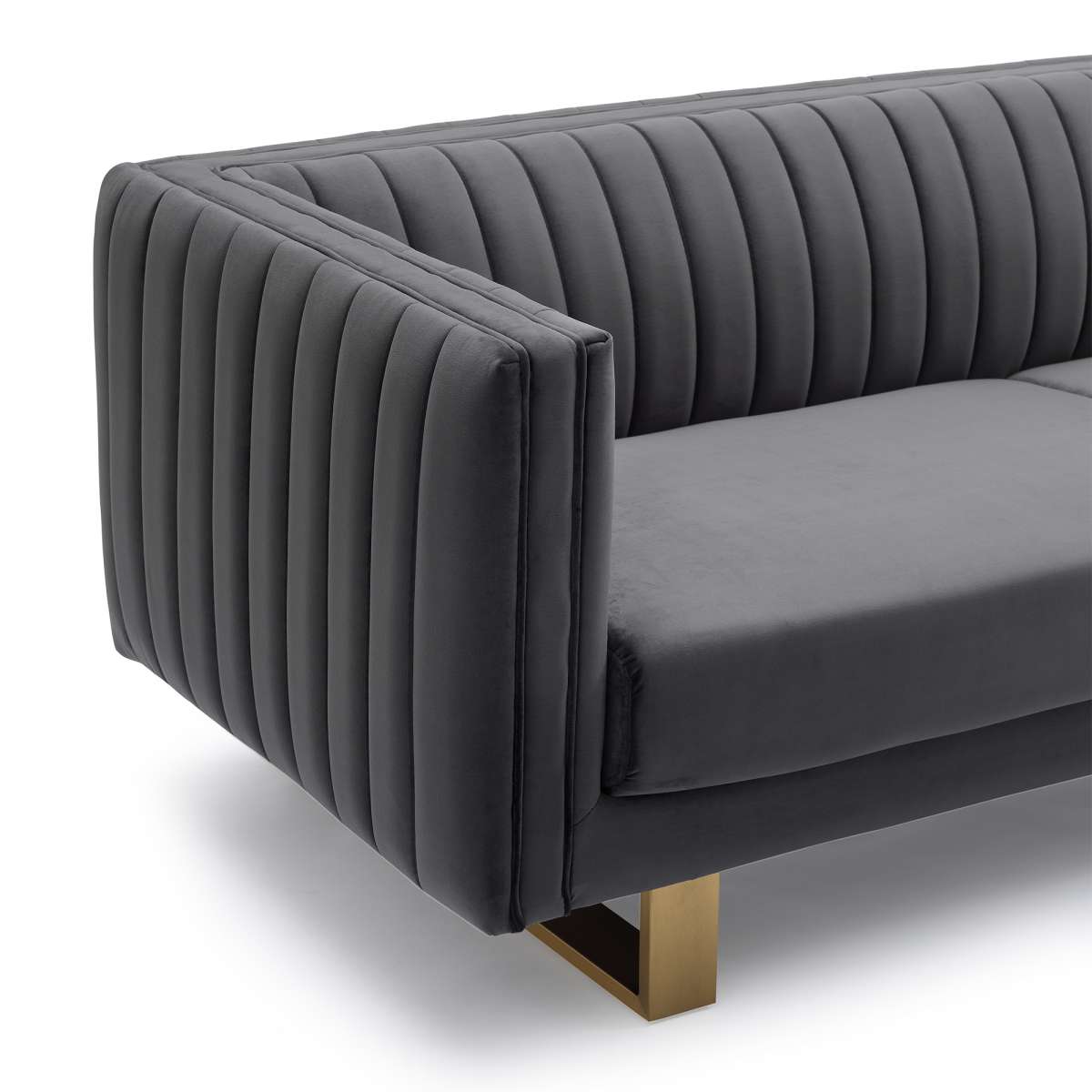 Delilah Dark Gray Velvet Sofa with Matte Gold Legs By Armen Living | Sofas | Modishstore - 4