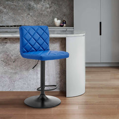 Duval Adjustable Blue Faux Leather Swivel Bar Stool By Armen Living