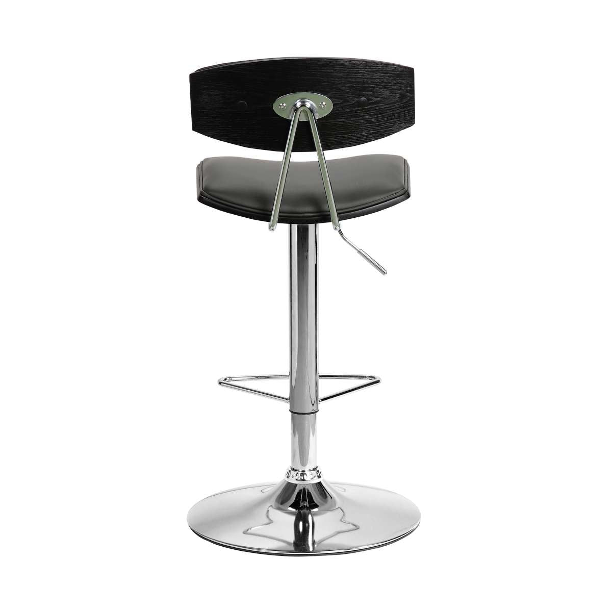 Erik Adjustable Gray Faux Leather Swivel Barstool with Chrome Base By Armen Living | Bar Stools | Modishstore - 4
