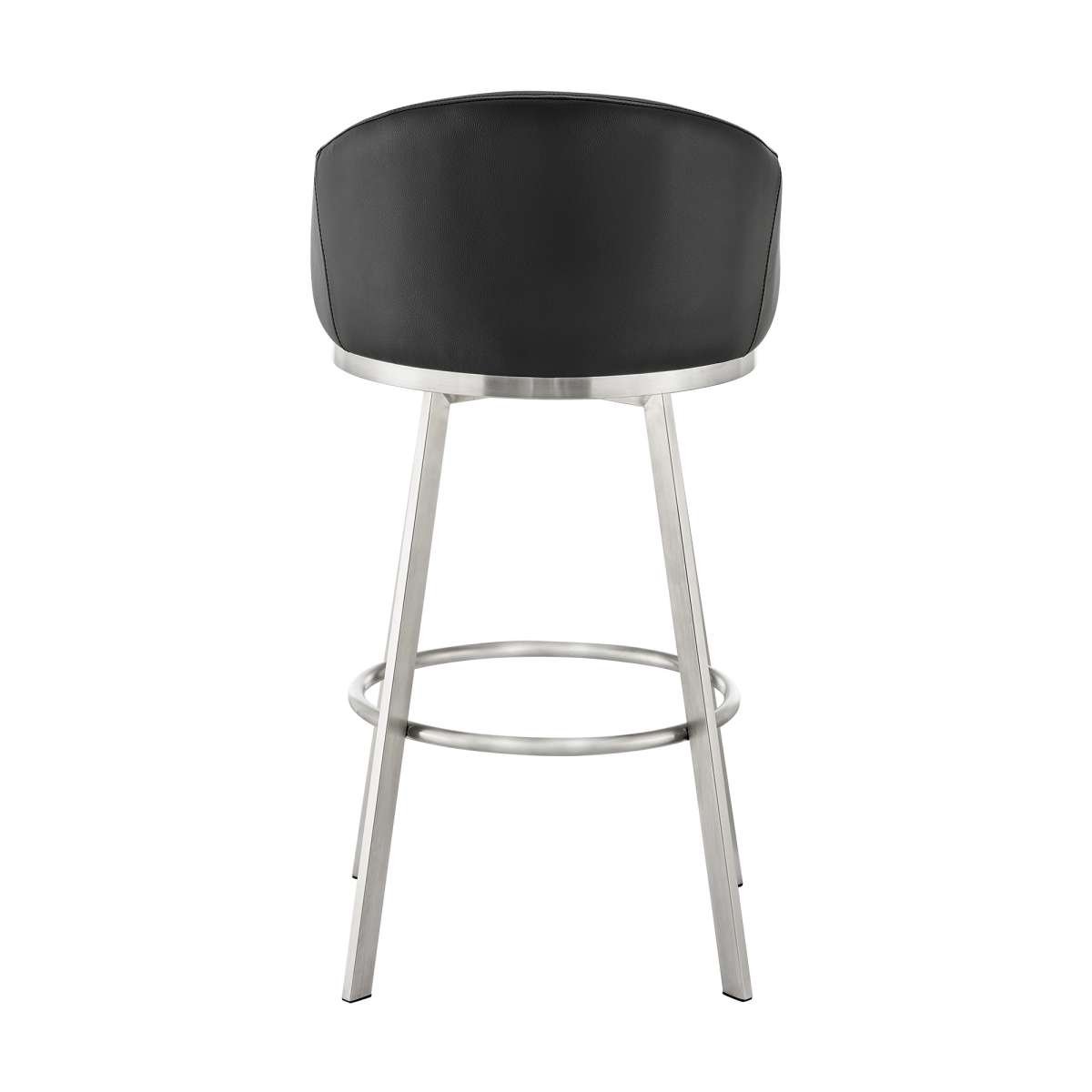 Eleanor 30" Swivel Bar Stool in Brushed Stainless Steel with Black Faux Leather By Armen Living | Bar Stools | Modishstore - 4