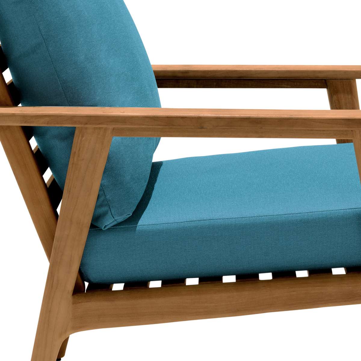 Eve Outdoor Teak Wood Lounge Chair with Teal Olefin By Armen Living | Outdoor Chairs | Modishstore - 6