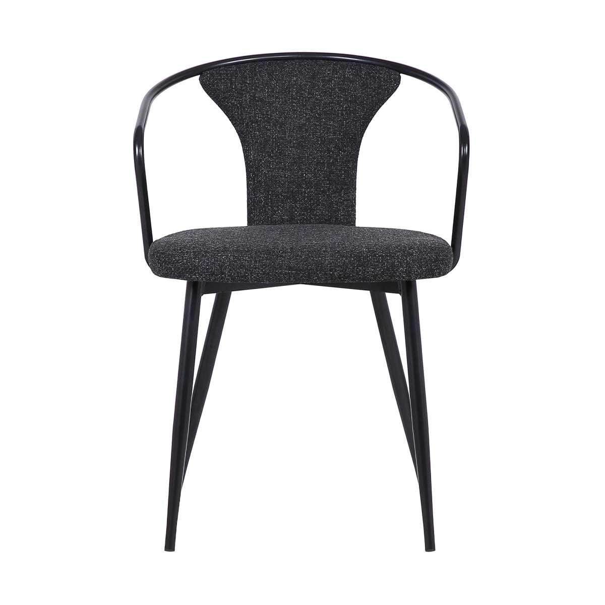 Francis Contemporary Dining Chair in Black Powder Coated Finish and Black Fabric By Armen Living | Dining Chairs | Modishstore - 2