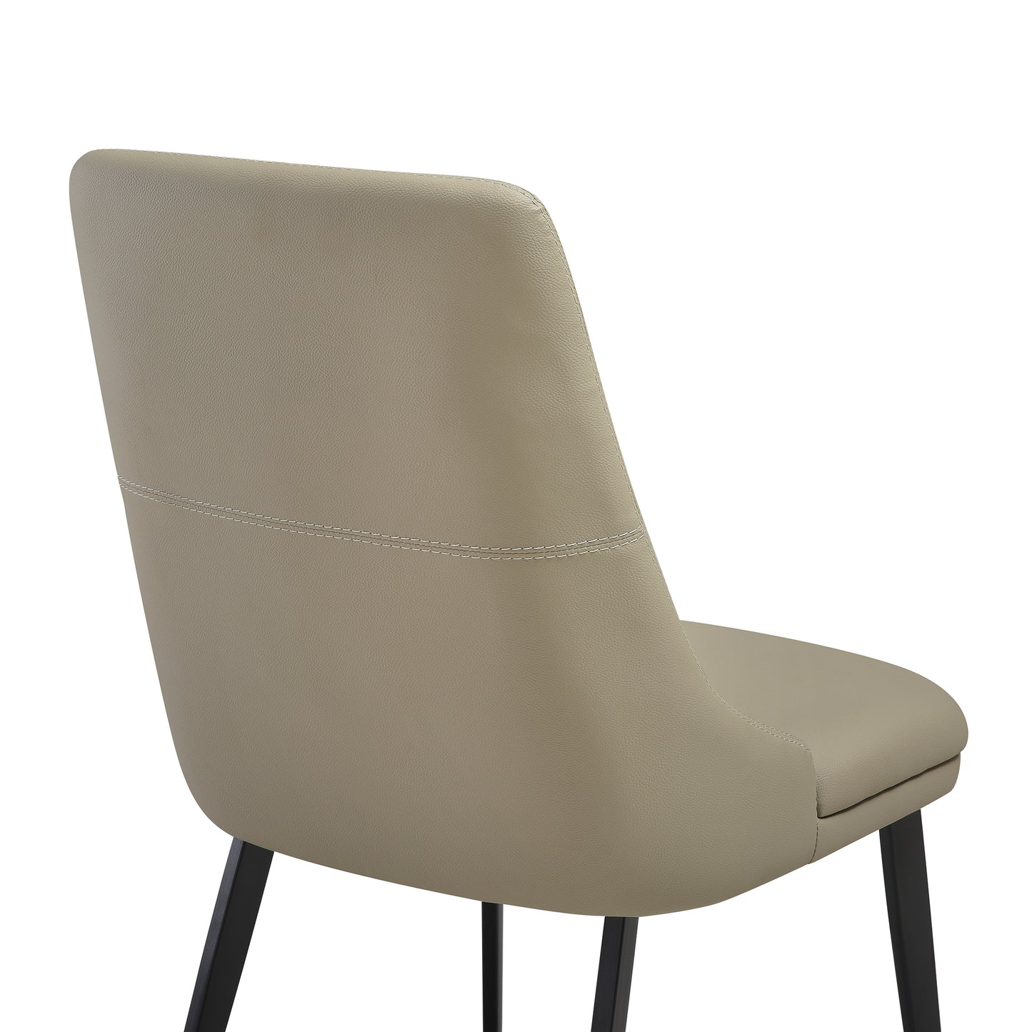 Genesis Upholstered Dining Chair in Taupe Gray Faux Leather with Black Metal Legs - Set of 2 By Armen Living | Dining Chairs | Modishstore - 11