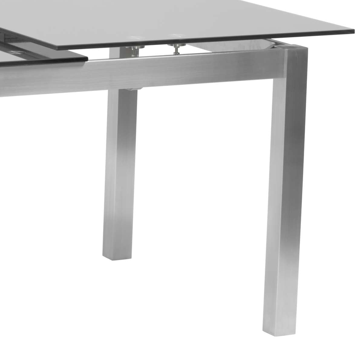 Ivan Extension Dining Table in Brushed Stainless Steel and Gray Tempered Glass Top By Armen Living | Dining Tables | Modishstore - 6