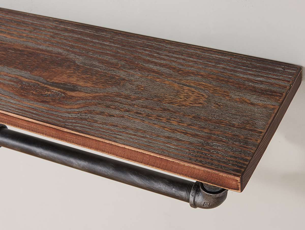 24" Jarrett Industrial Pine Wood Floating Wall Shelf in Gray and Walnut Finish By Armen Living | Wall Shelf | Modishstore - 2