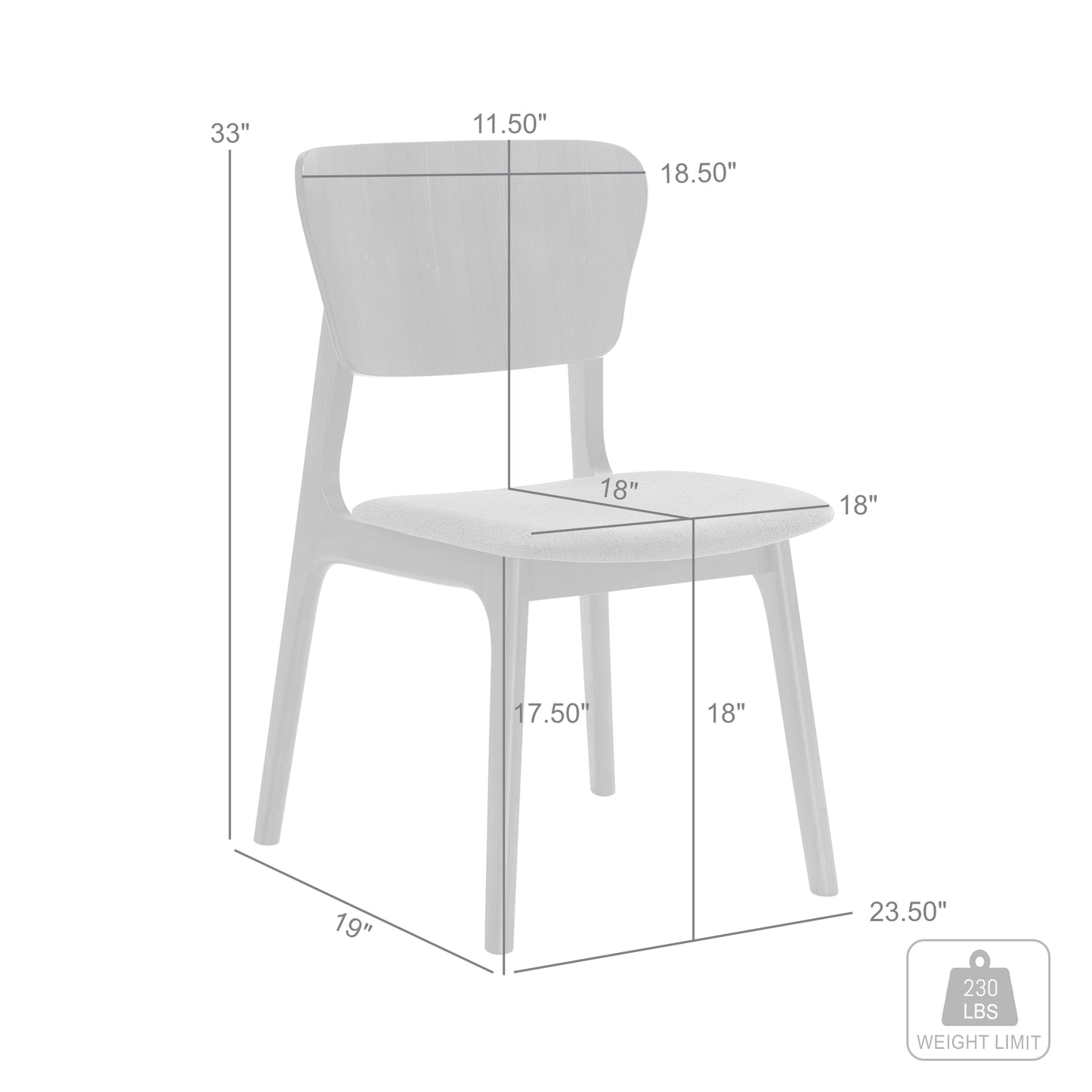 Kalia Wood Dining Chair in Walnut Finish with Charcoal Fabric - Set of 2 By Armen Living | Dining Chairs | Modishstore - 8