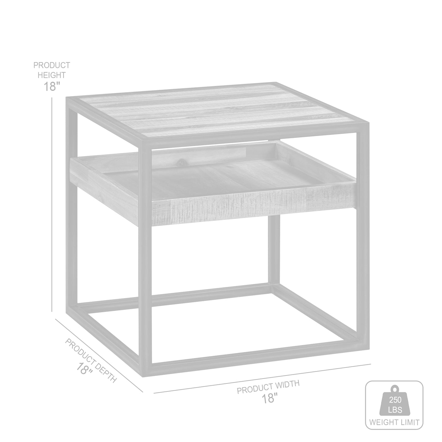 Ludgate Square End Table with Shelf in Acacia and Black Metal By Armen Living | End Tables | Modishstore - 6