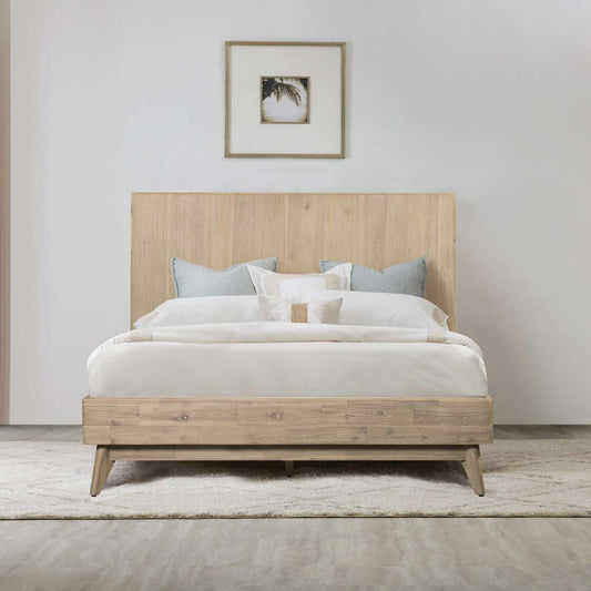 Baly Acacia Mid-Century Gray Sandblast Platform King Bed By Armen Living | Beds |  Modishstore 