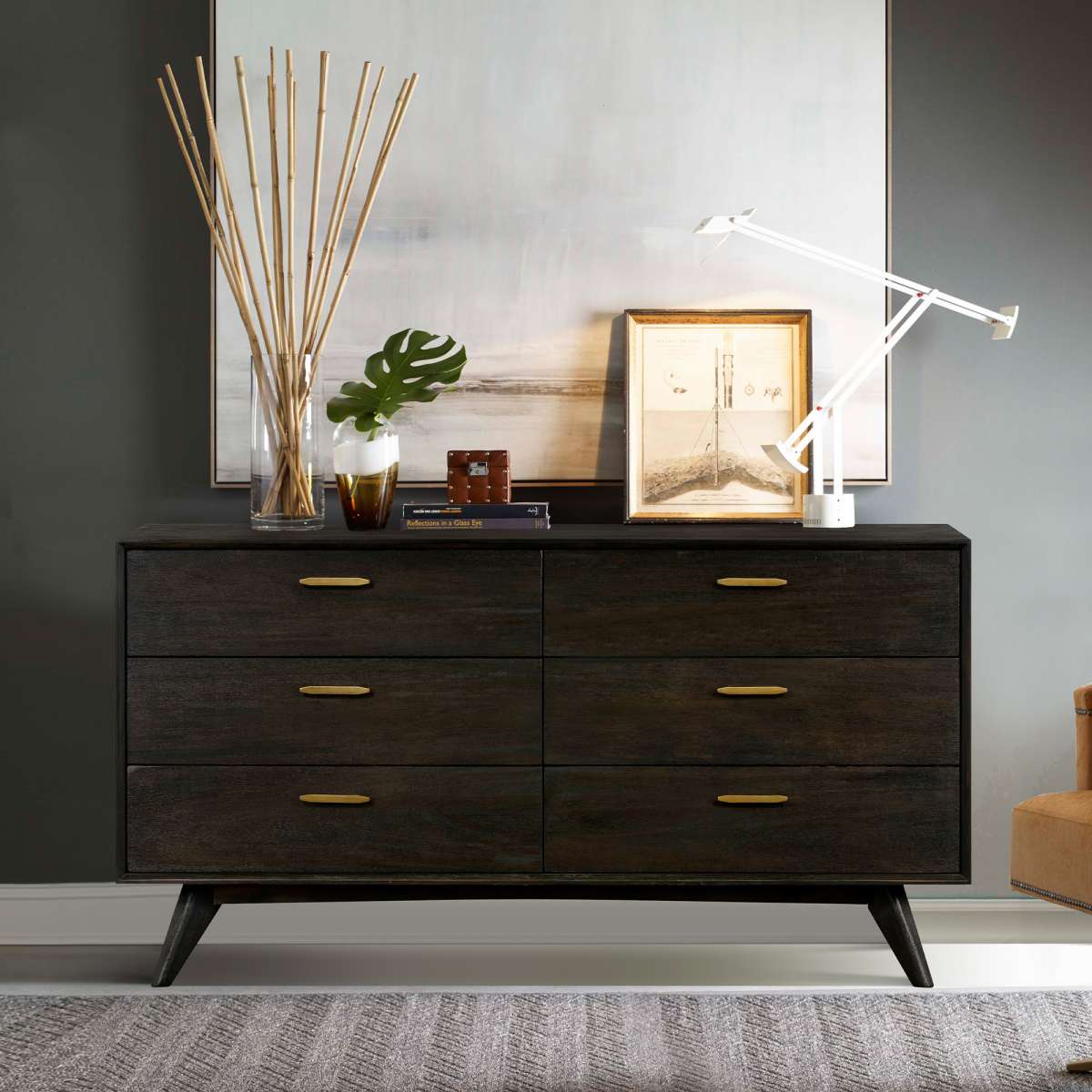 Baly Acacia Mid-Century 6 Drawer Dresser Baly Acacia Mid-Century 6 Drawer Dresser