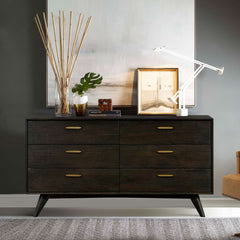 Baly Acacia Mid-Century 6 Drawer Dresser By Armen Living