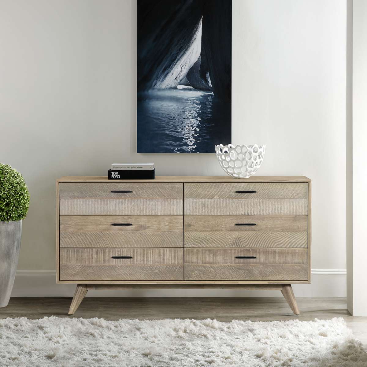 Baly Acacia Mid-Century 6 Drawer Dresser By Armen Living | Dressers | Modishstore - 17