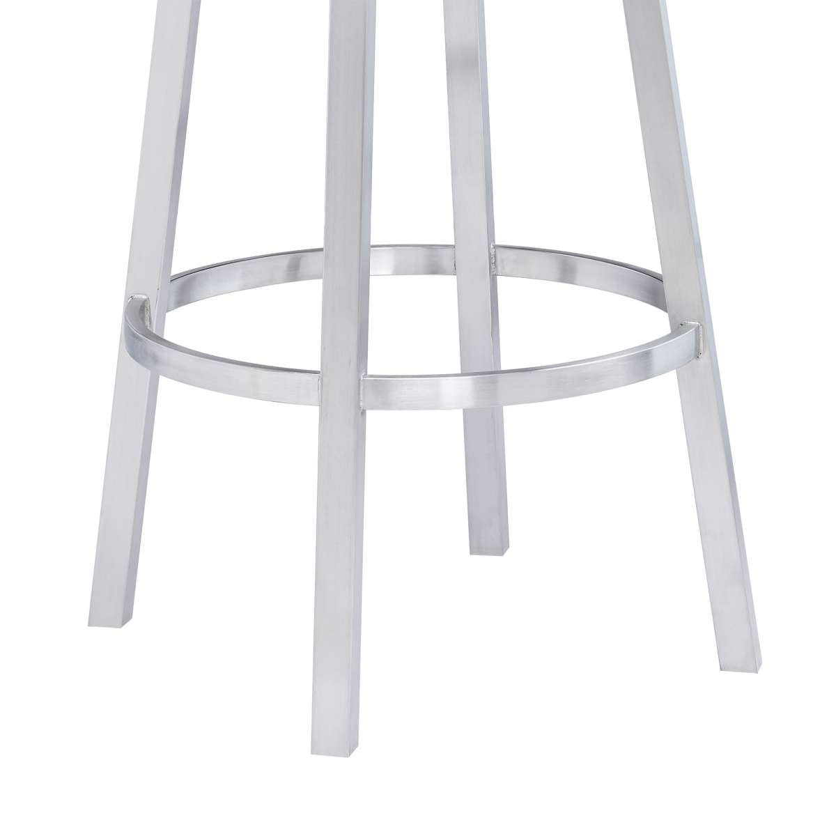 Madrid 26" Counter Height Swivel Black Faux Leather and Brushed Stainless Steel Bar Stool By Armen Living | Bar Stools | Modishstore - 7