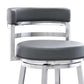 Madrid 26" Counter Height Swivel Grey Faux Leather and Brushed Stainless Steel Bar Stool By Armen Living | Bar Stools |  Modishstore  - 5