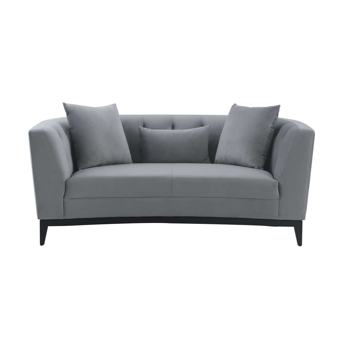 Melange Gray Velvet Loveseat with Black Wood Base By Armen Living | Loveseats | Modishstore - 2