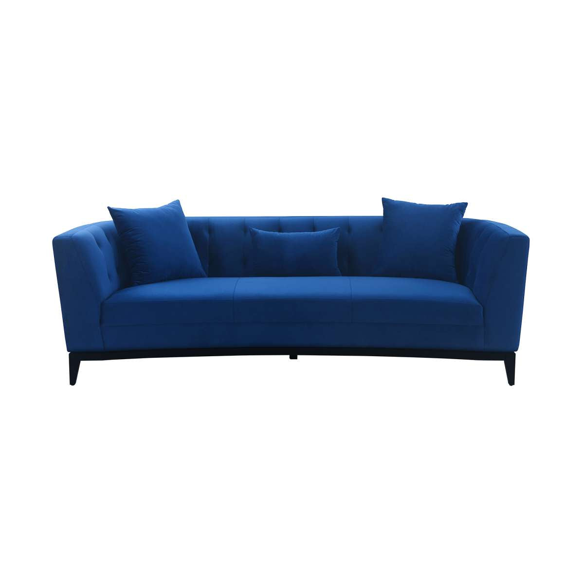Melange Blue Velvet Upholstered Sofa with Black Wood Base By Armen Living | Sofas | Modishstore - 2