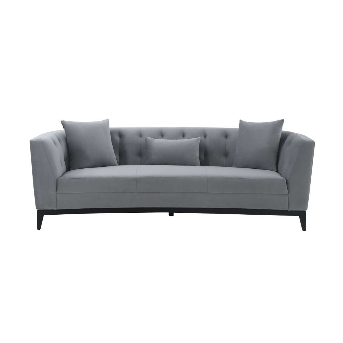 Melange Gray Velvet Sofa with Black Wood Base By Armen Living | Sofas | Modishstore - 2