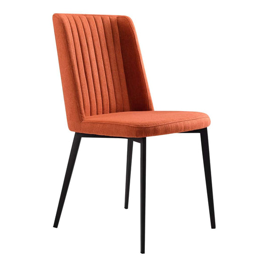 Maine Contemporary Dining Chair in Matte Black Finish and Orange Fabric - Set of 2  By Armen Living | Dining Chairs | Modishstore