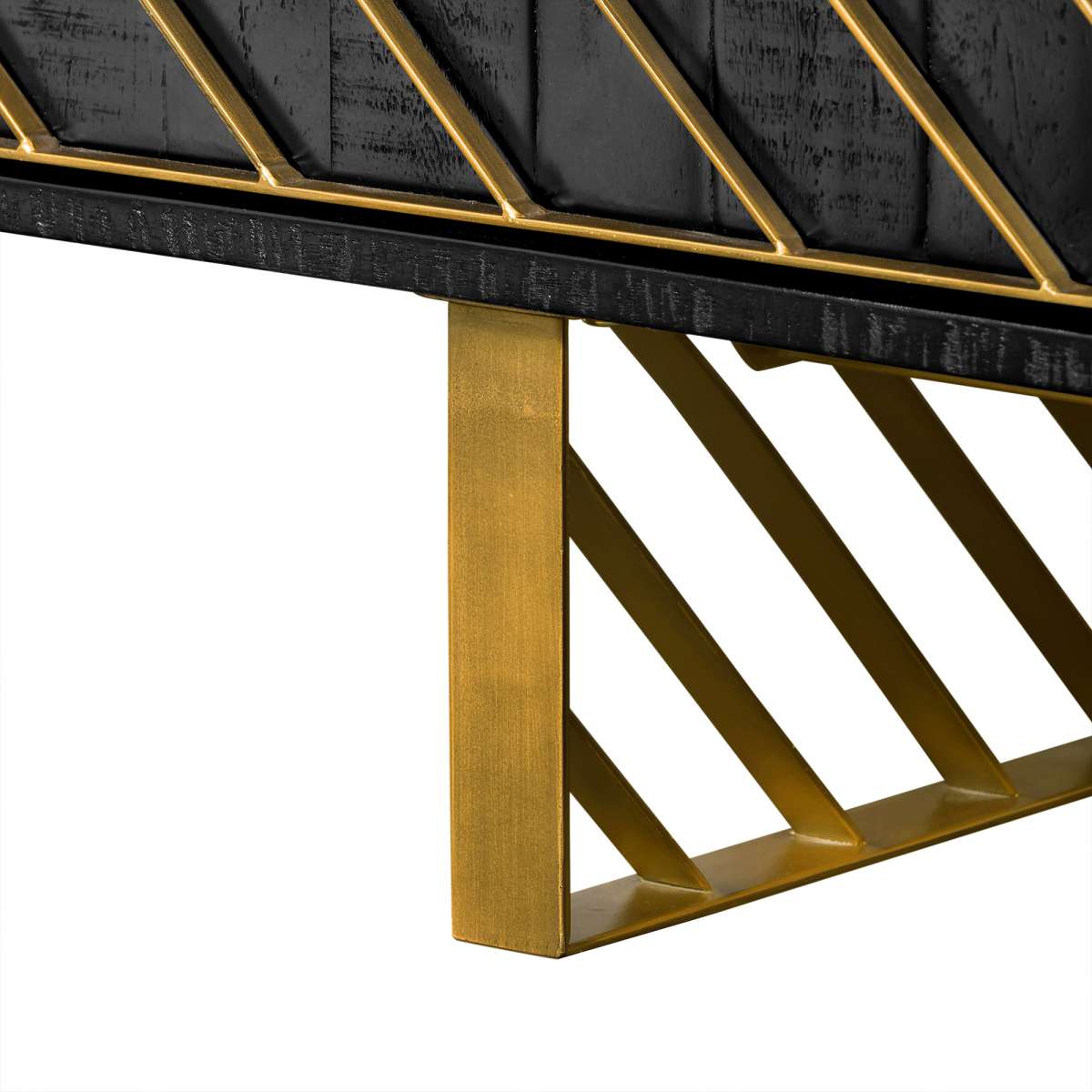 Monaco Rectangular Black Wood Sideboard with Antique Brass Accent By Armen Living | Sideboards | Modishstore - 7