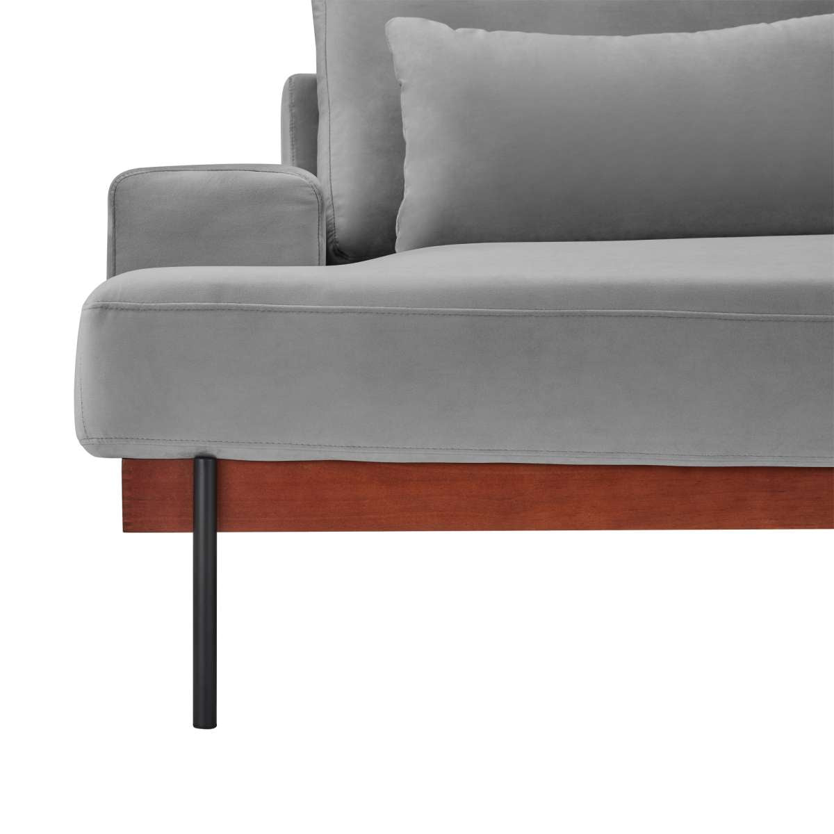 Monet 86" Mid-Century Modern Beige Velvet Sofa By Armen Living | Sofas | Modishstore - 20