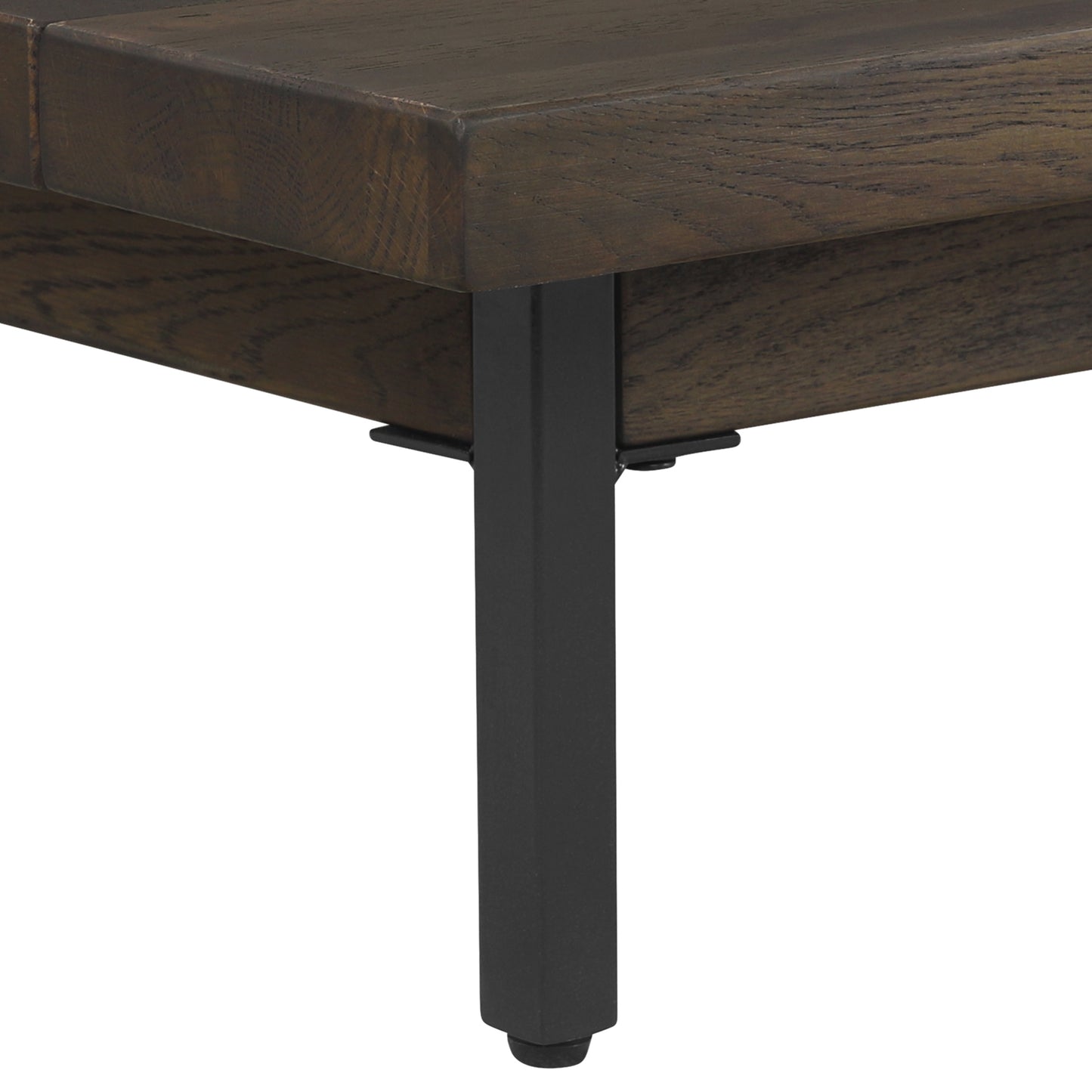 Marquis King Size Platform Bed Frame in Oak Wood with Faux Leather Headboard and Black Metal Legs By Armen Living | Beds | Modishstore - 11