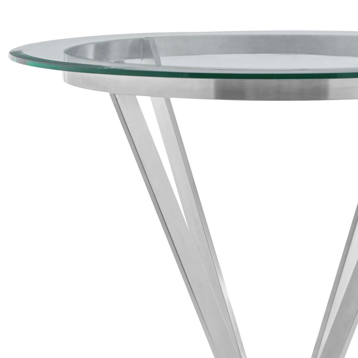 Naomi Round Glass and Brushed Stainless Steel Bar Table By Armen Living | Bar Tables | Modishstore - 3