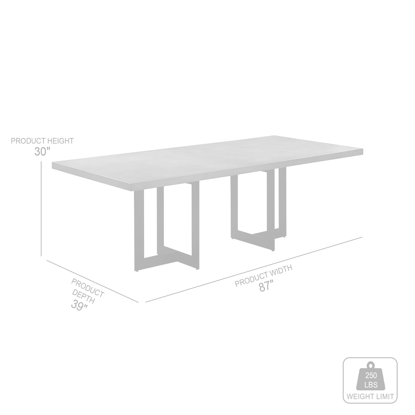 Odet Rectangular 87" Dining Table in Concrete and Black Metal By Armen Living | Dining Tables | Modishstore - 8
