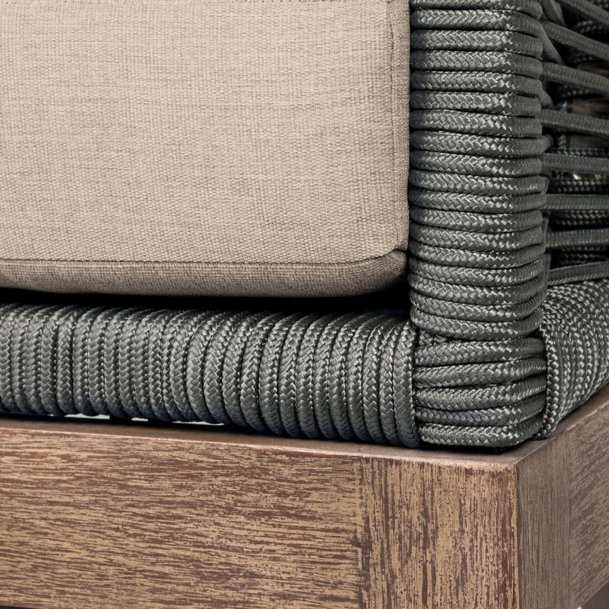 Orbit Outdoor Patio Chair in Weathered Eucalyptus Wood with Gray Rope and Taupe Olefin Cushions By Armen Living | Outdoor Chairs | Modishstore - 9