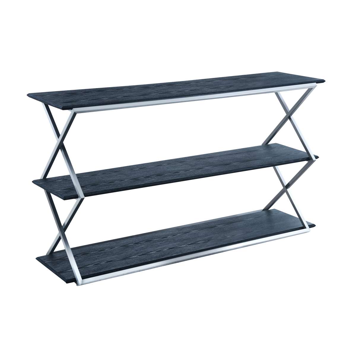 Westlake 3-Tier Black Console Table with Brushed Stainless Steel Frame By Armen Living | Console Tables | Modishstore - 2