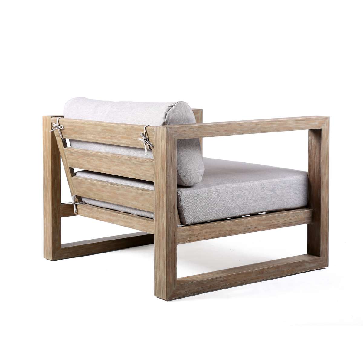 Paradise Outdoor Light Eucalyptus Wood Lounge Chair with Grey Cushions By Armen Living | Outdoor Chairs | Modishstore - 9