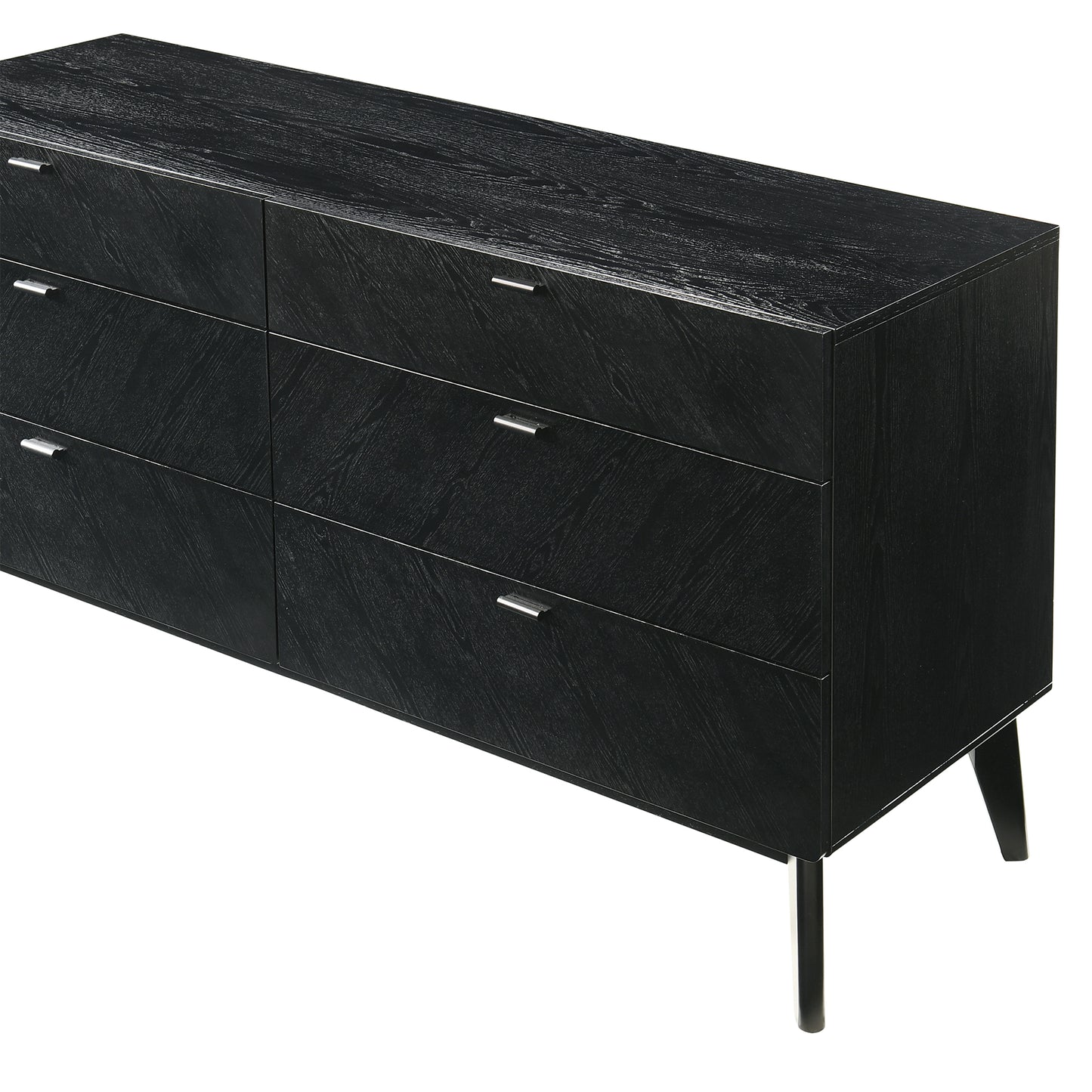 Petra 6 Drawer Wood Dresser in Black Finish By Armen Living | Dressers | Modishstore - 11