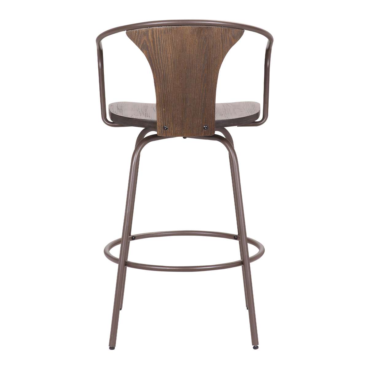 Payton Industrial 30" Swivel Walnut Wood and Metal Bar Stool By Armen Living | Bar Stools | Modishstore - 5