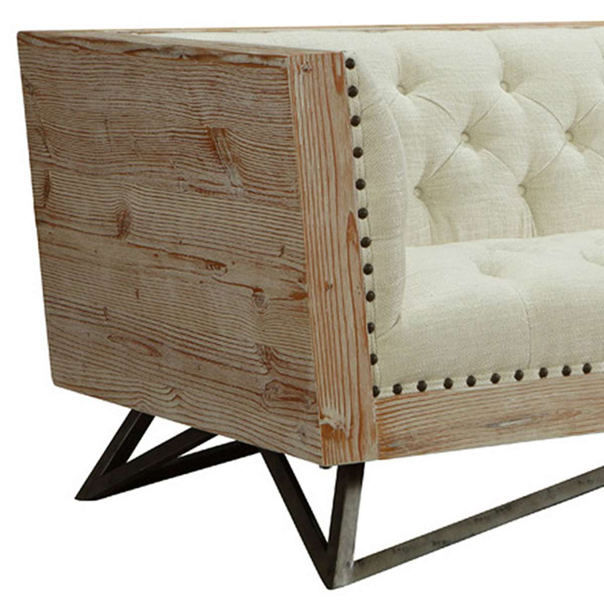 Regis Cream Sofa With Pine Frame And Gunmetal Legs By Armen Living | Sofas | Modishstore - 4