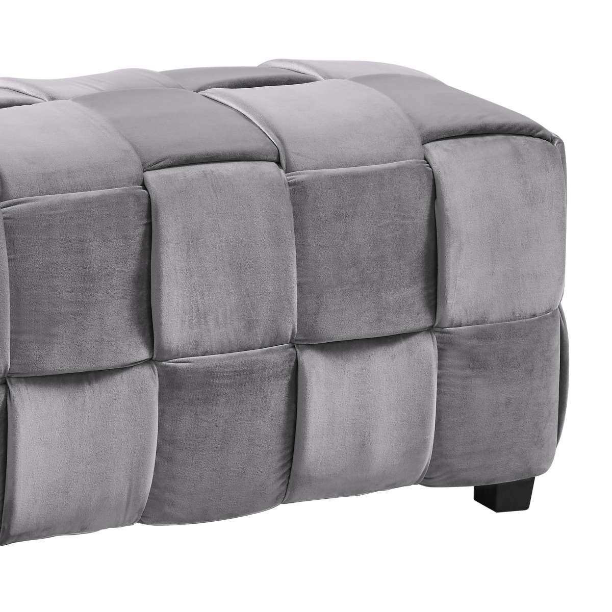 Raven Contemporary Long Ottoman in Gray Velvet By Armen Living | Ottomans | Modishstore - 3