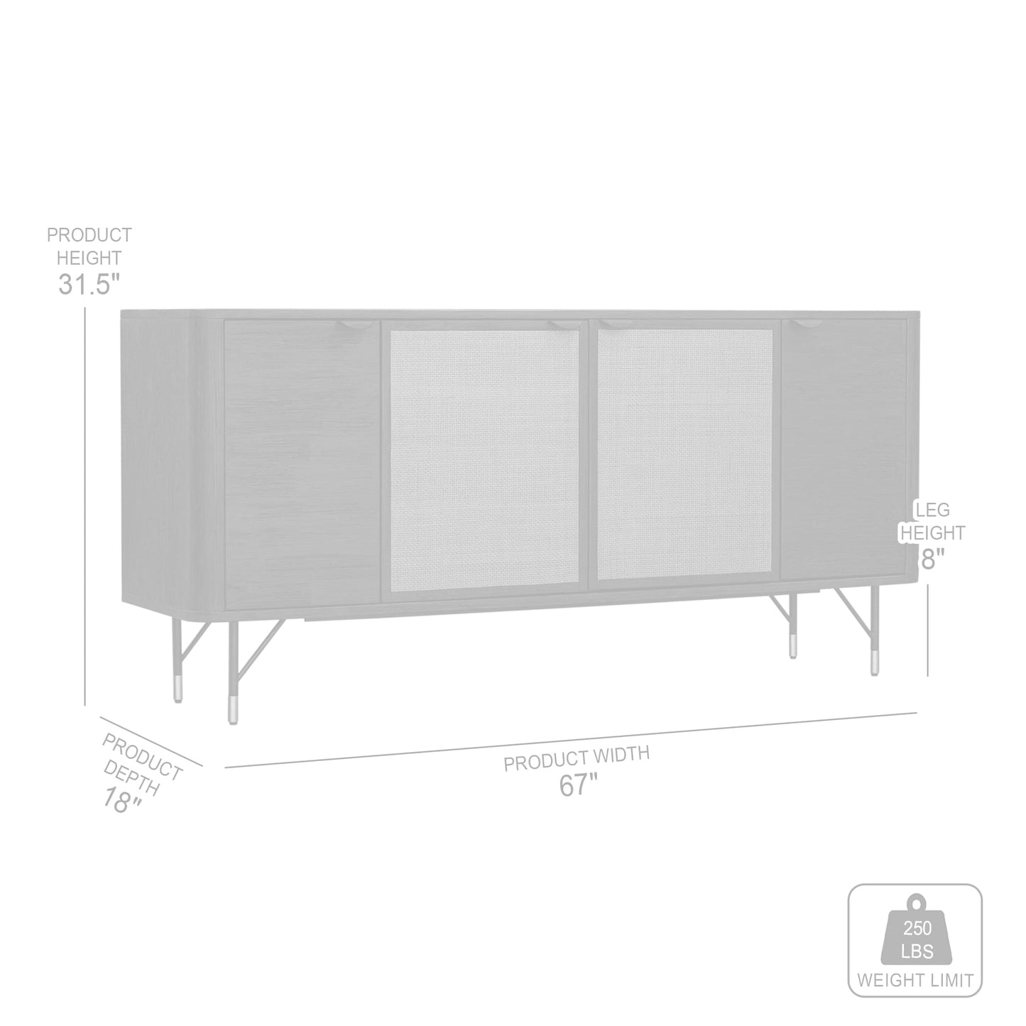Saratoga Sideboard Buffet in Black Acacia with Rattan By Armen Living | Sideboards | Modishstore - 7
