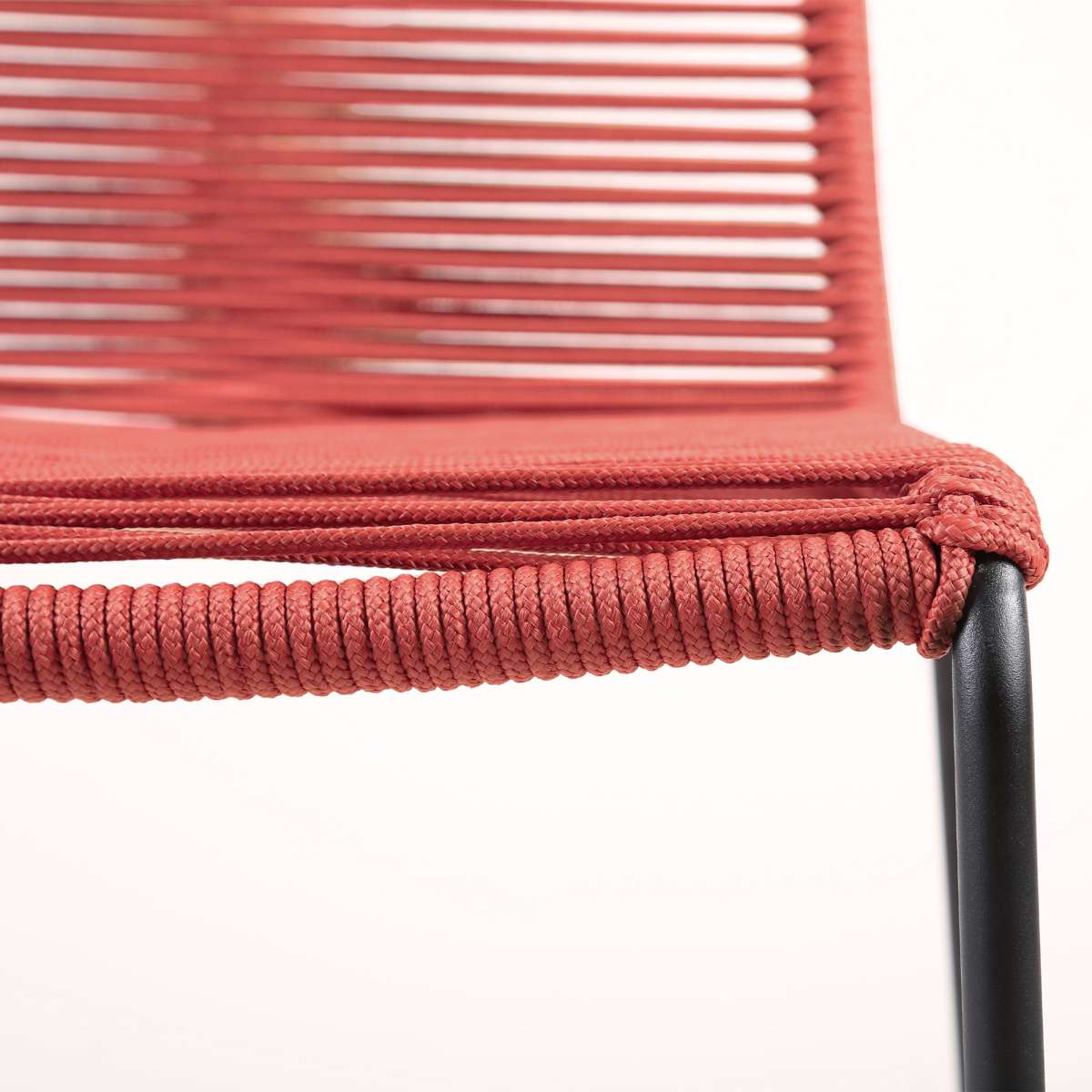 Shasta 30" Outdoor Metal and Brick Red Rope Stackable Barstool - Set of 2 By Armen Living | Bar Stools | Modishstore - 8