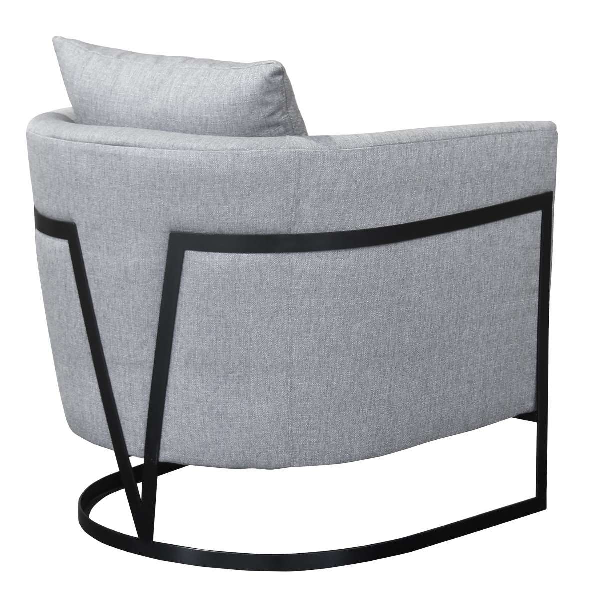 Swan Contemporary Accent Chair with Black Iron Finish Gray Fabric By Armen Living | Accent Chairs | Modishstore - 3