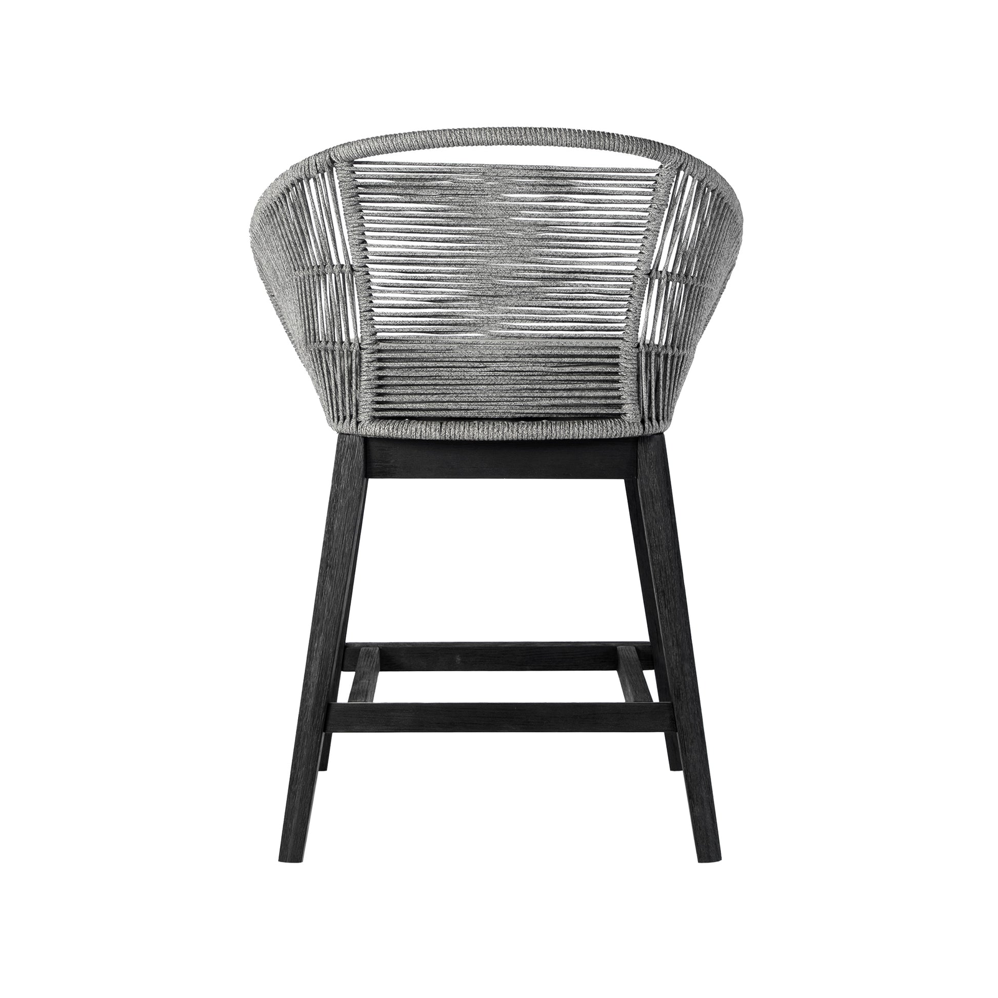 Tutti Frutti Indoor Outdoor Counter Height Bar Stool in Black Brushed Wood with Grey Rope By Armen Living | Bar Stools | Modishstore - 5