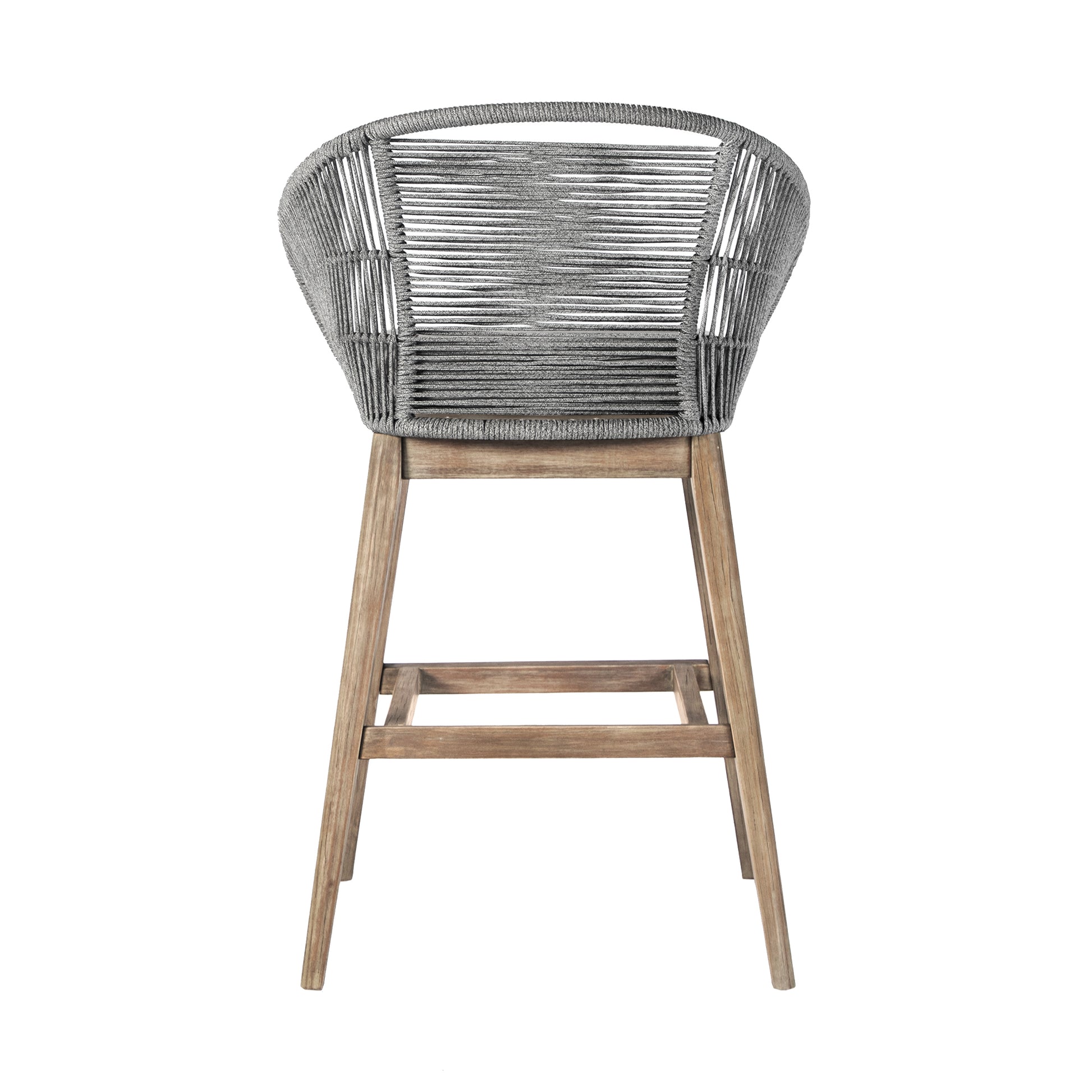 Tutti Frutti Indoor Outdoor Bar Height Bar Stool in Aged Teak Wood with Grey Rope By Armen Living | Bar Stools | Modishstore - 5
