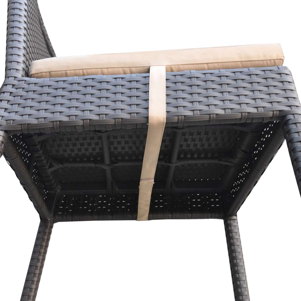 Tropez Outdoor Patio Wicker Barstool with Water Resistant Beige Fabric Cushions By Armen Living | Bar Stools | Modishstore - 9