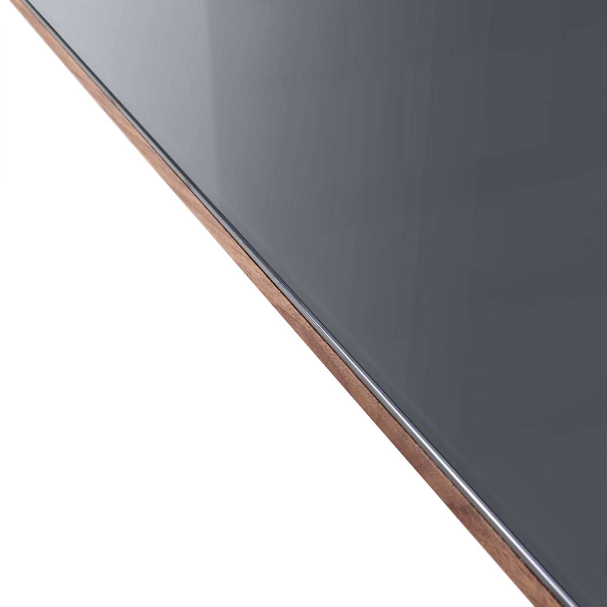 Urbino Mid-Century Dining Table in Matte Black Finish with Walnut and Dark Gray Glass Top By Armen Living | Dining Tables | Modishstore - 6