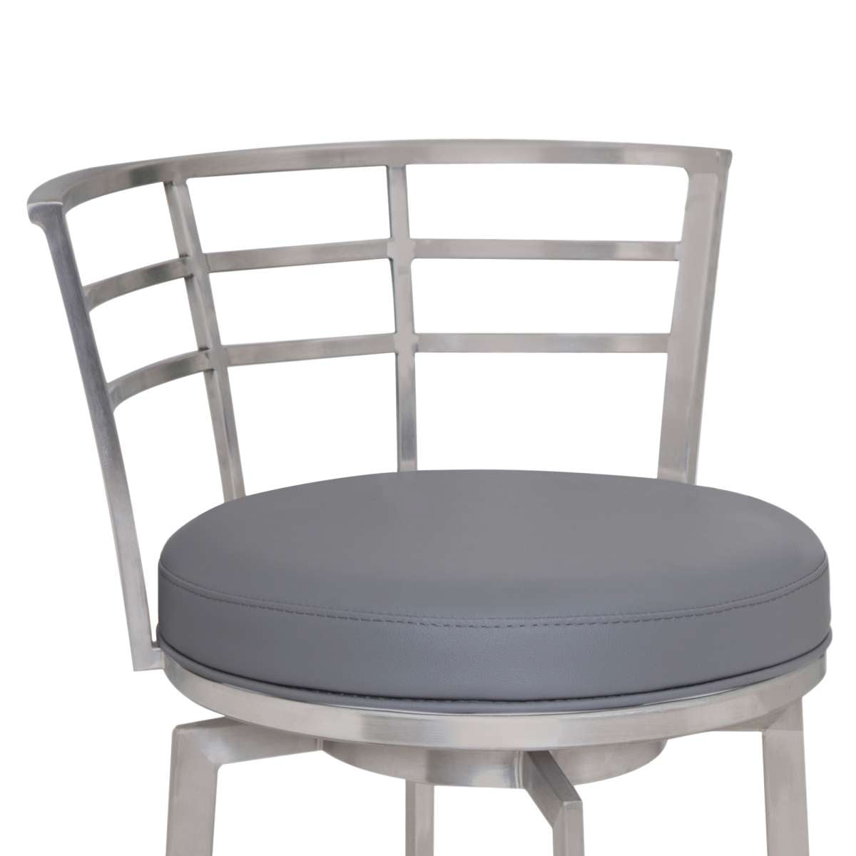 Viper 30" Bar Height Swivel Grey Faux Leather and Brushed Stainless Steel Bar Stool By Armen Living | Bar Stools | Modishstore - 3